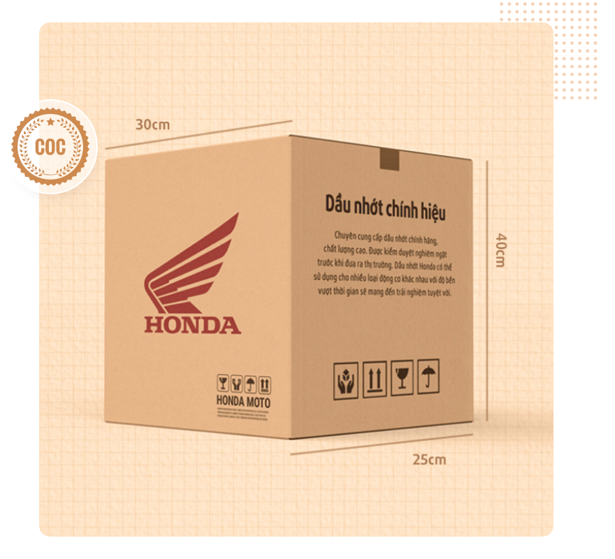 thùng carton đựng dầu nhớt Honda