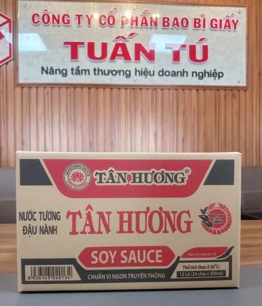 Thùng carton đựng nước tương thương hiệu Tân Hương