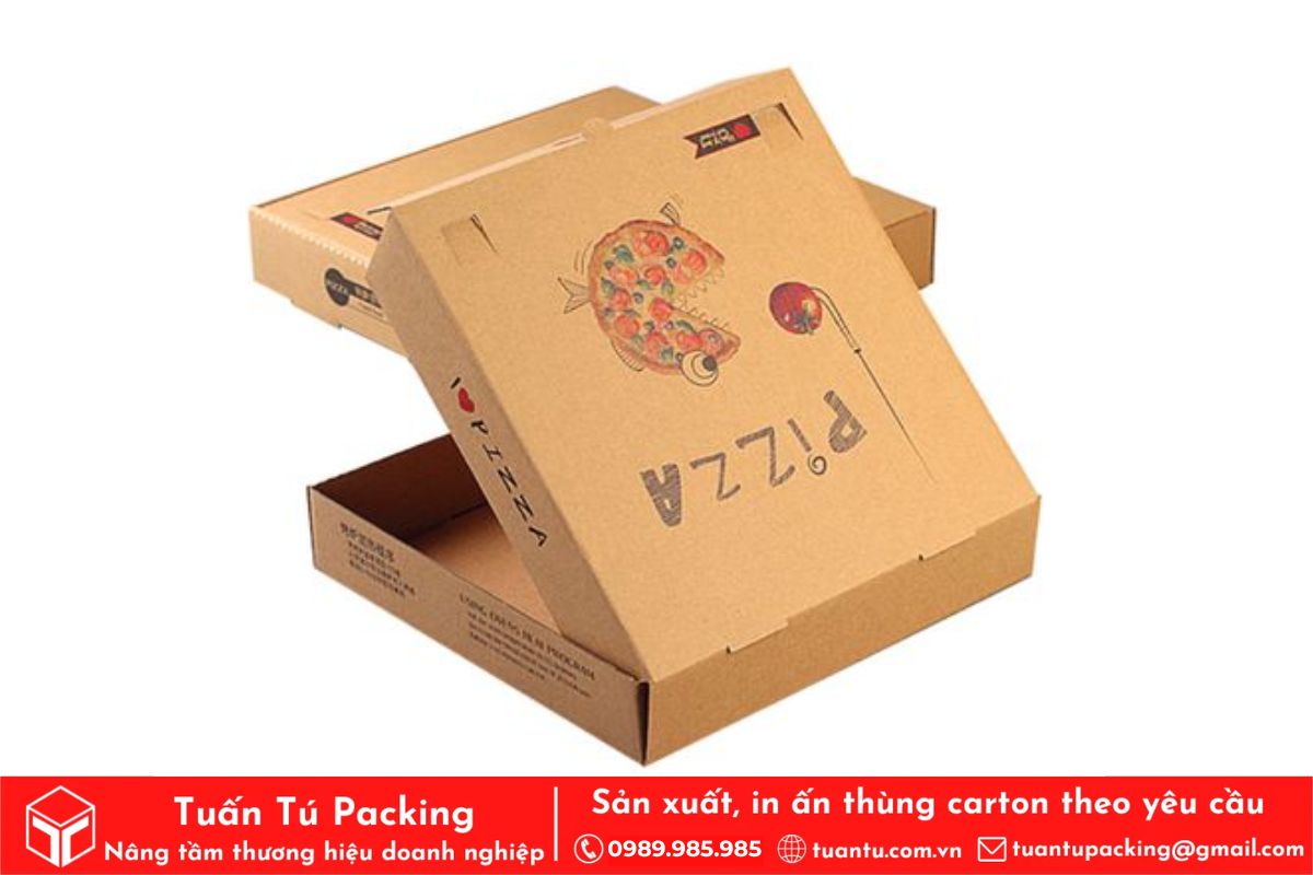 Thiết kế hộp đựng pizza chịu nhiệt tốt giúp giữ ấm bánh hiệu quả 